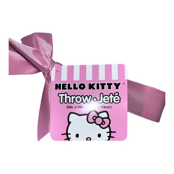 Hello Kitty Spring Flowers Light Pink Plush Throw Blanket 50 X 70 Sanrio HTF NWT - Picture 3 of 5